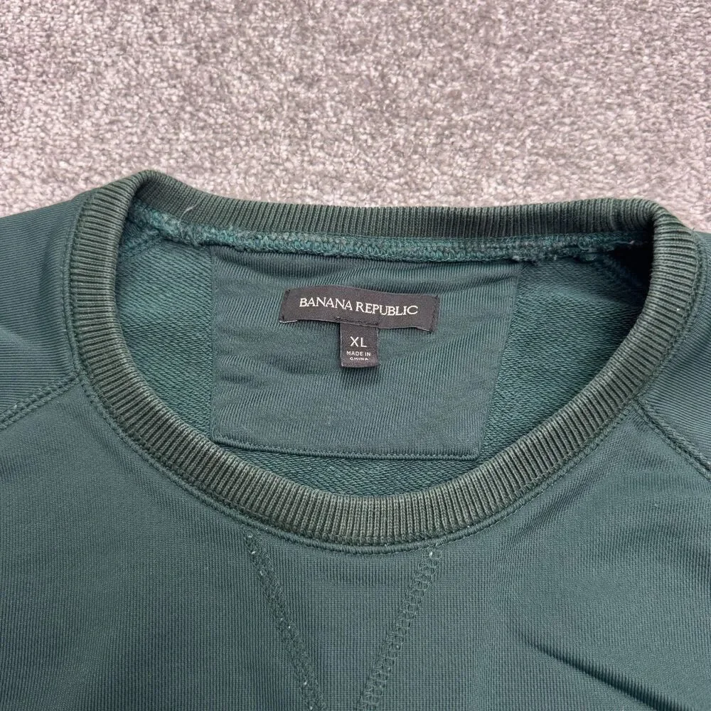 Banana Republic Pullover Sweatshirt Mens XL Green Tech Fleece Cew Neck Casual
